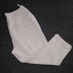 Lino USA Women's White Linen Blend Pants‎ 3X Elastic Waist Tapered Leg